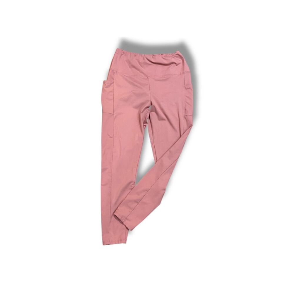 Size Large Womens Pink High Rise Legging Pockets Super Soft - Picture 3 of 4